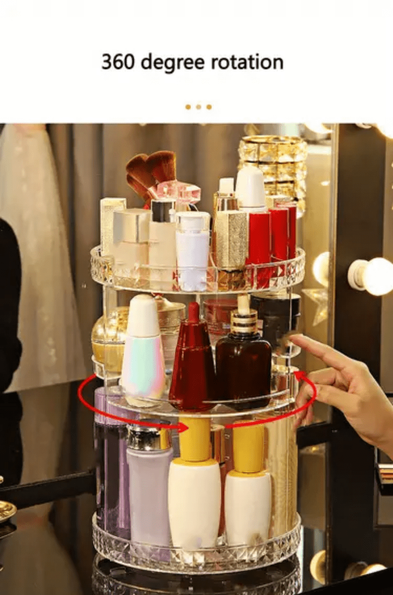 360 Degree Rotating Clear Makeup Organizer