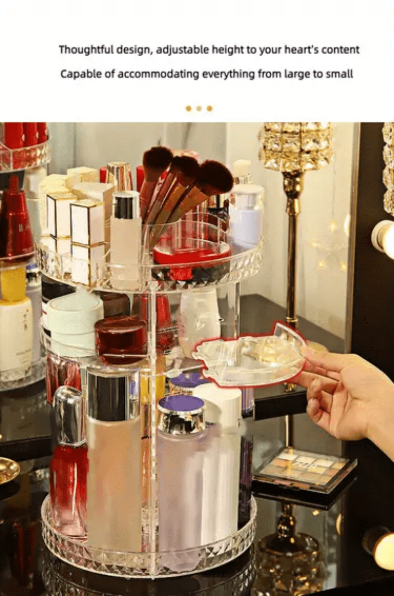 360 Degree Rotating Clear Makeup Organizer