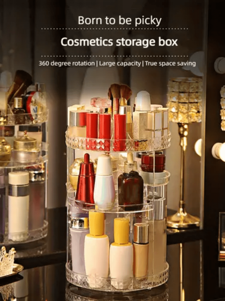 360 Degree Rotating Clear Makeup Organizer