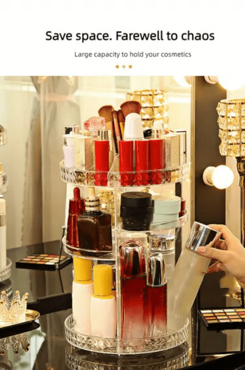360 Degree Rotating Clear Makeup Organizer